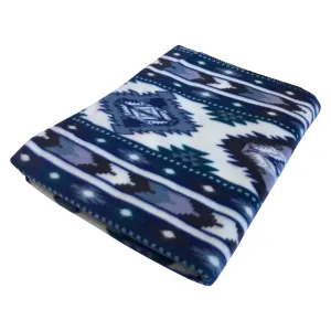 Native Pattern Fleece Western Blanket in Blue