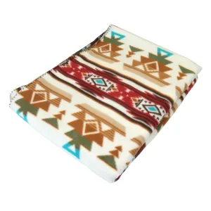 Native Pattern Fleece Western Blanket in Tan & Red