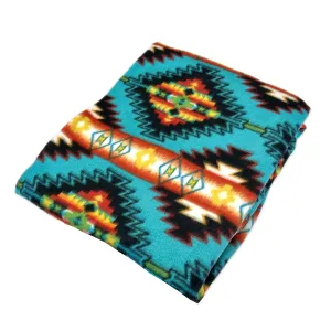 Native Pattern Fleece Western Blanket in Turquoise & Brown