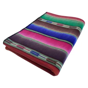 Native Serape Pattern Fleece Western Blanket in Brown & Purple