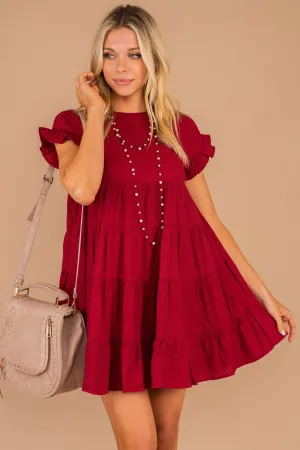 Next Level Wine Red Tiered Dress