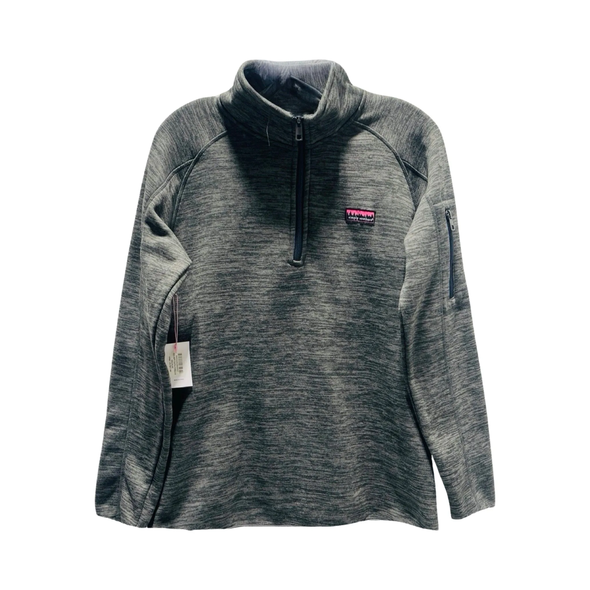 NWT Quarter Zip Pullover Heather Black & Grey Jacket Fleece By Simply Southern  Size: M