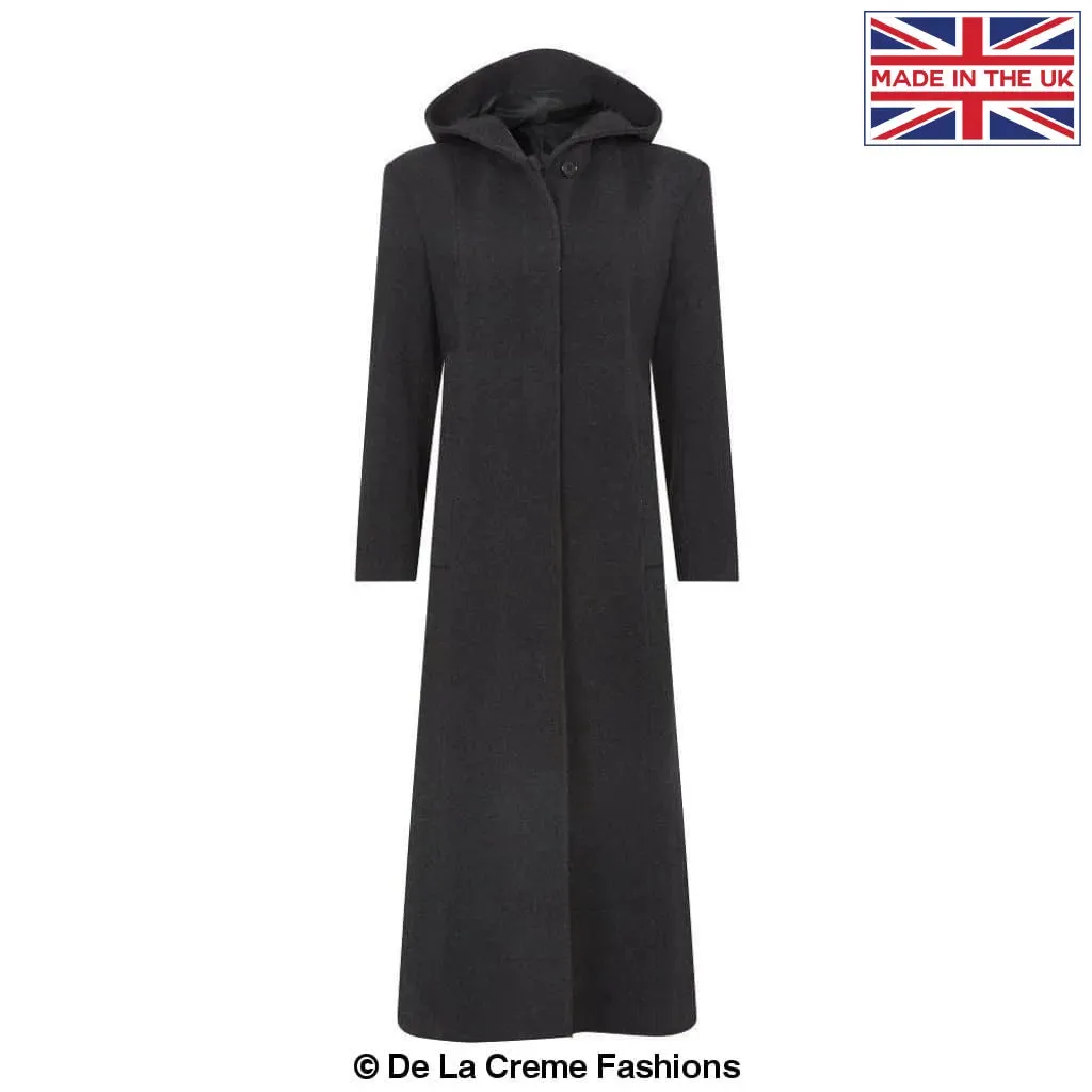 Oversized Wool Blend Hooded Long Coat (1716)