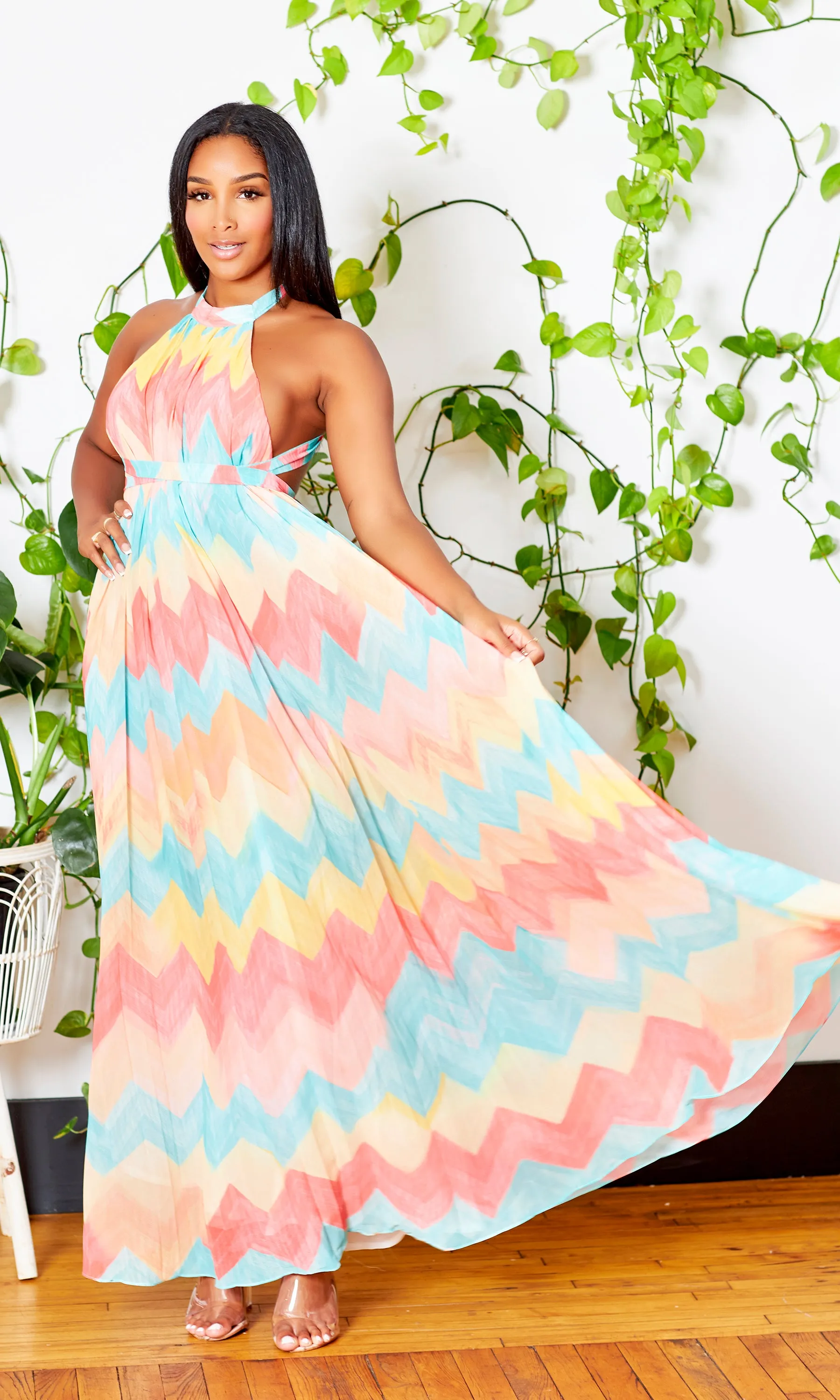 Pastel Chevron Print Maxi FINAL SALE