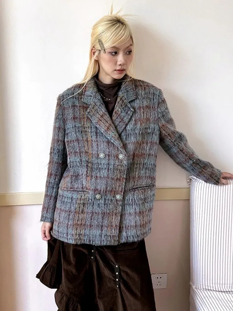 Plaid wool coat【s0000003688】