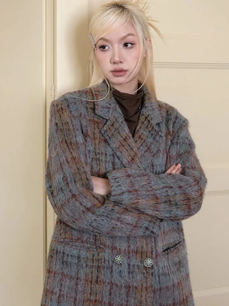 Plaid wool coat【s0000003688】