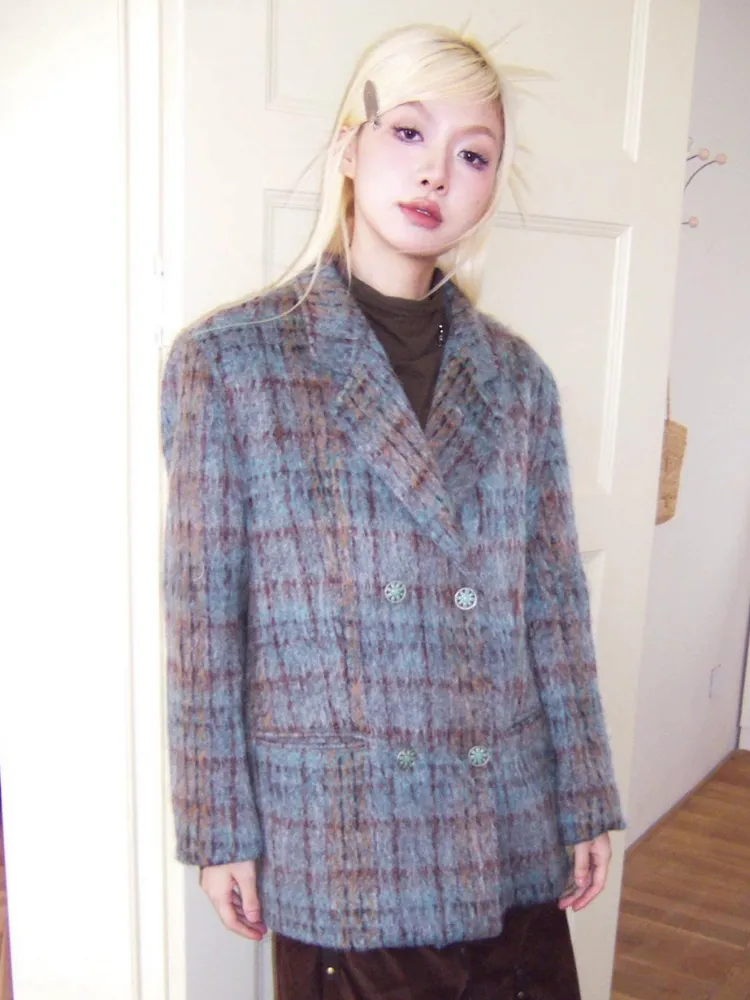 Plaid wool coat【s0000003688】