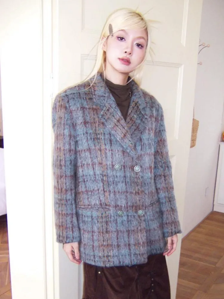 Plaid wool coat【s0000003688】