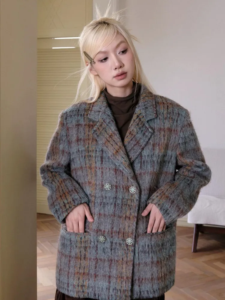 Plaid wool coat【s0000003688】