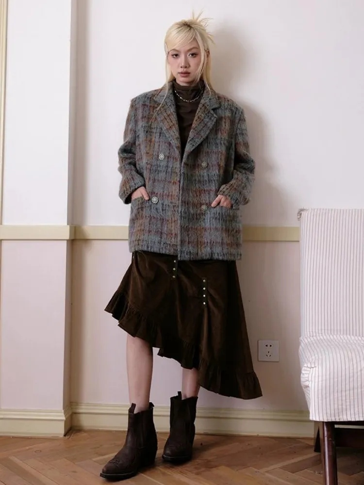 Plaid wool coat【s0000003688】