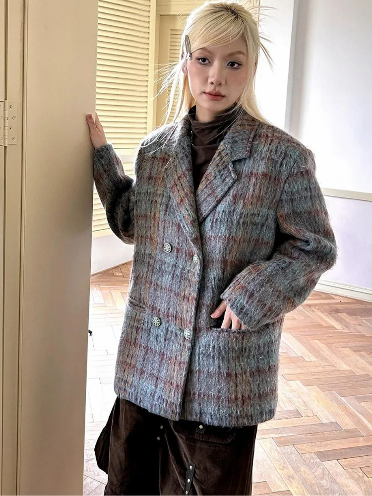 Plaid wool coat【s0000003688】