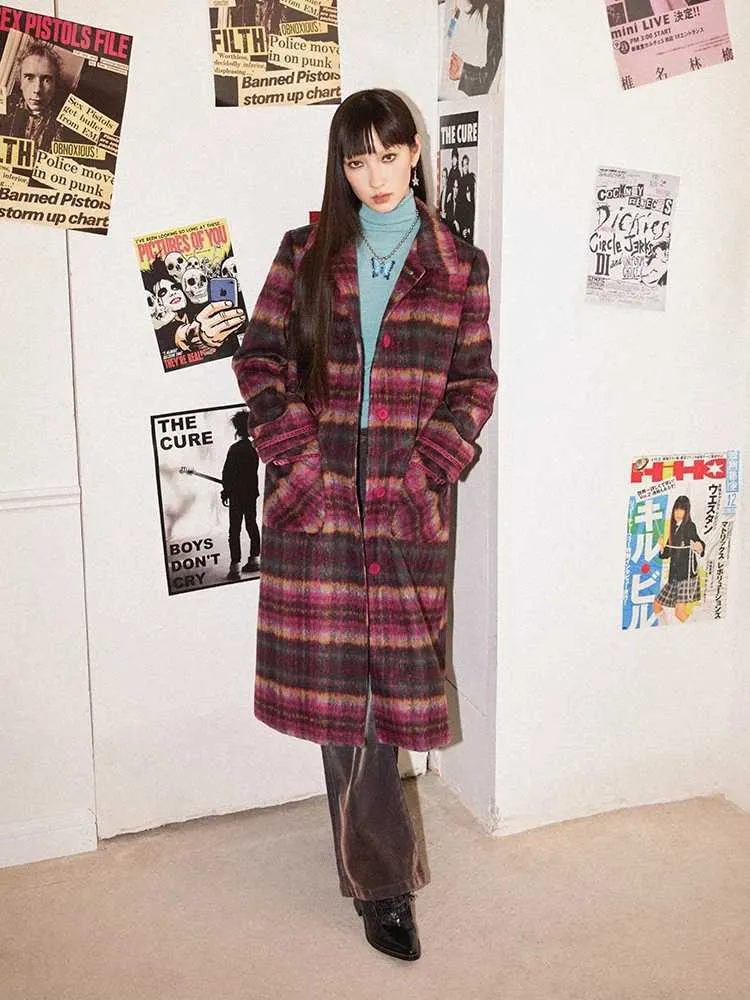 Plaid wool coat【s0000010705】