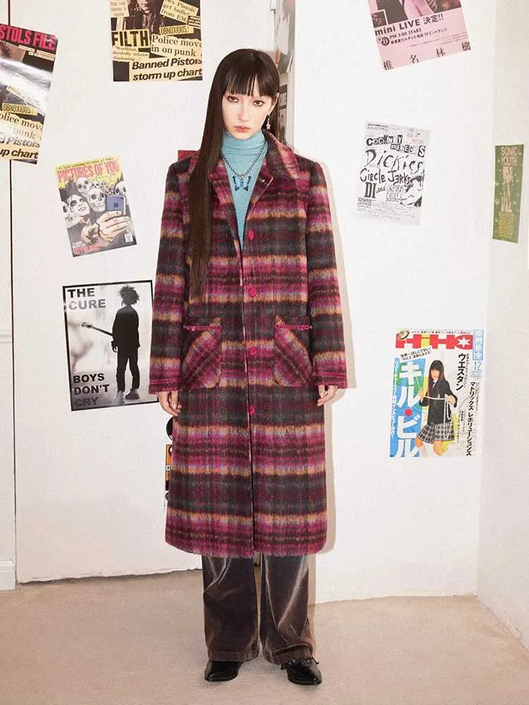 Plaid wool coat【s0000010705】