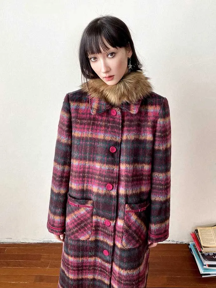 Plaid wool coat【s0000010705】