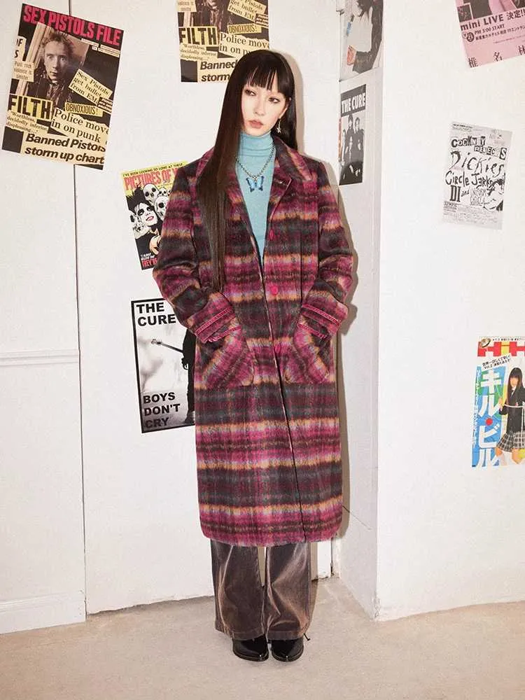 Plaid wool coat【s0000010705】