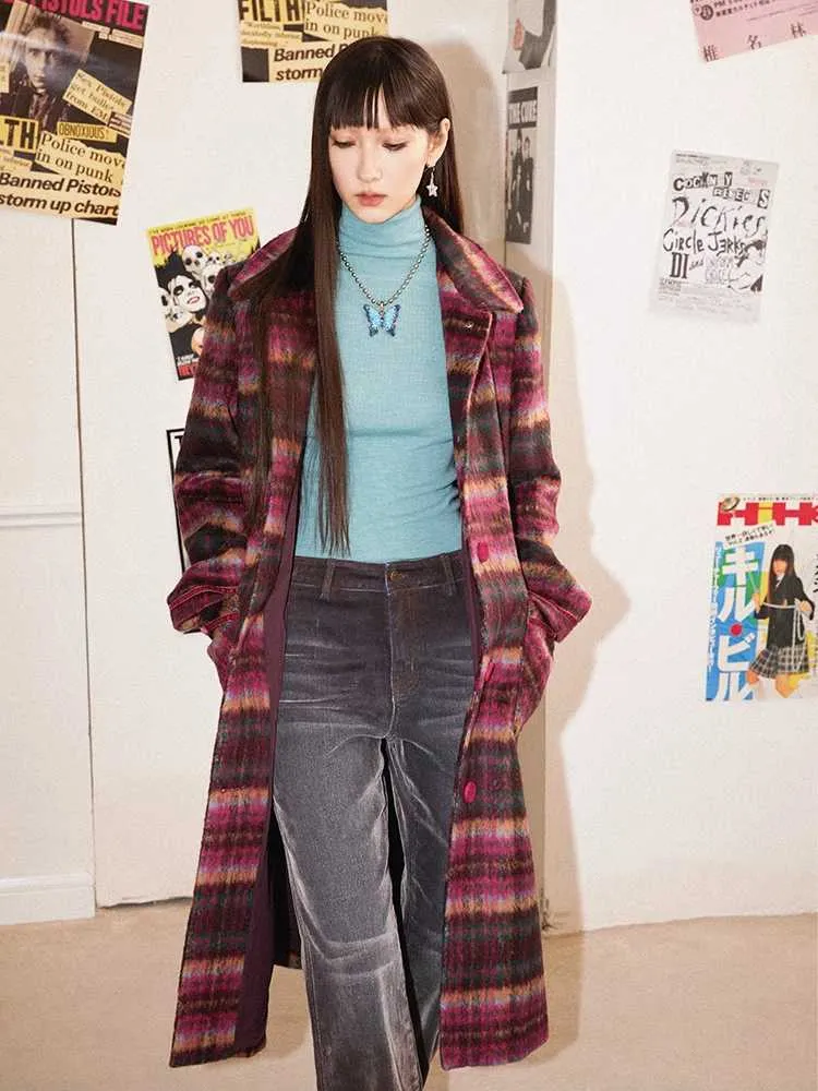 Plaid wool coat【s0000010705】