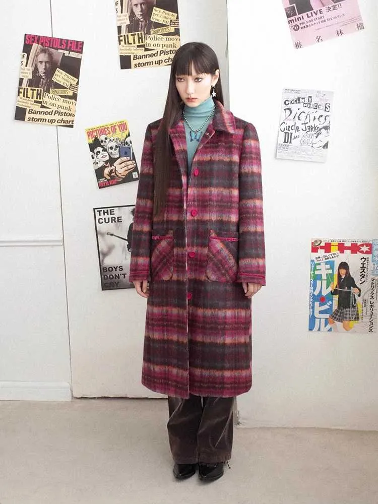 Plaid wool coat【s0000010705】