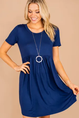 Playful Playlist Navy Blue Babydoll Dress