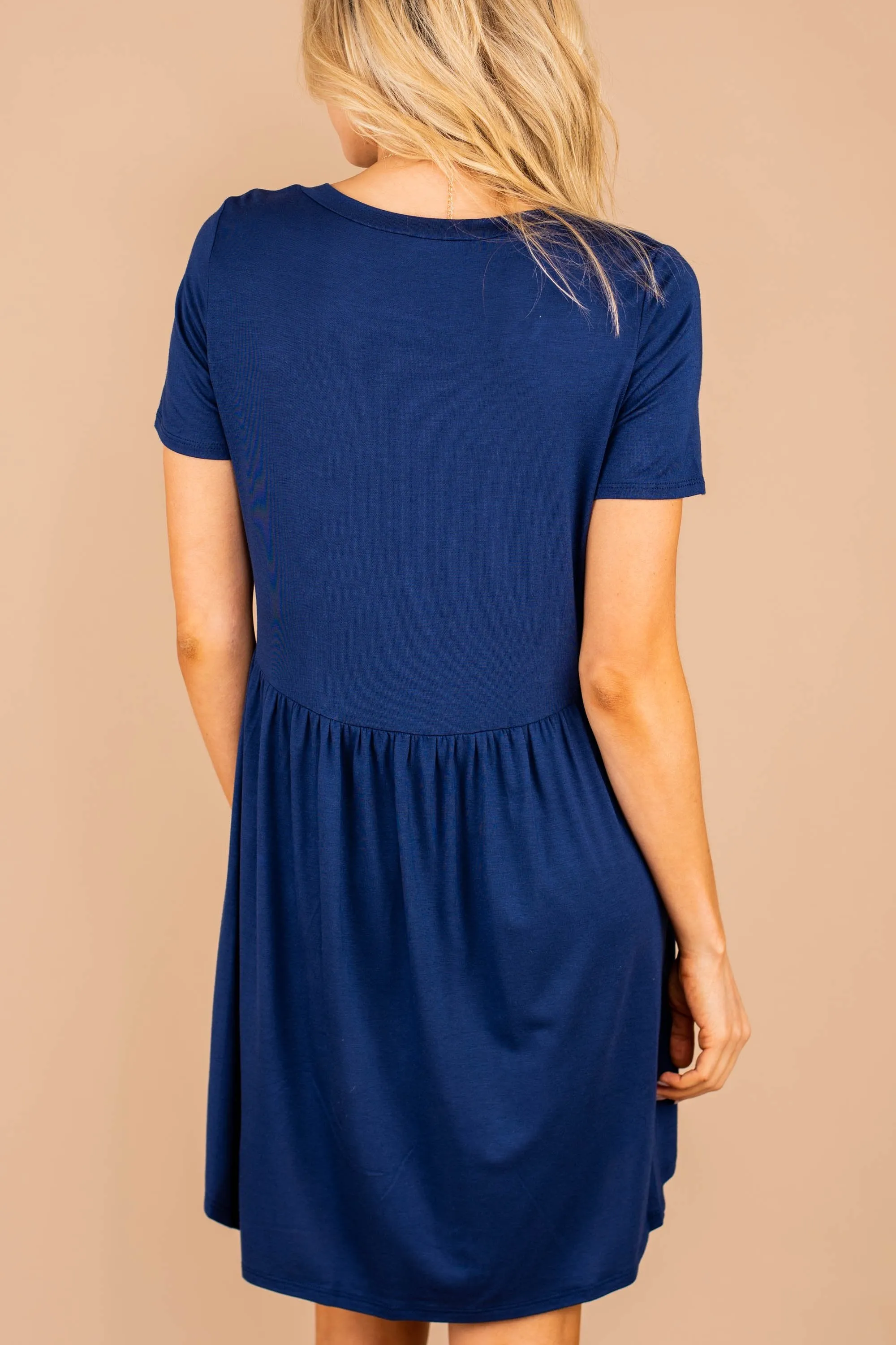 Playful Playlist Navy Blue Babydoll Dress