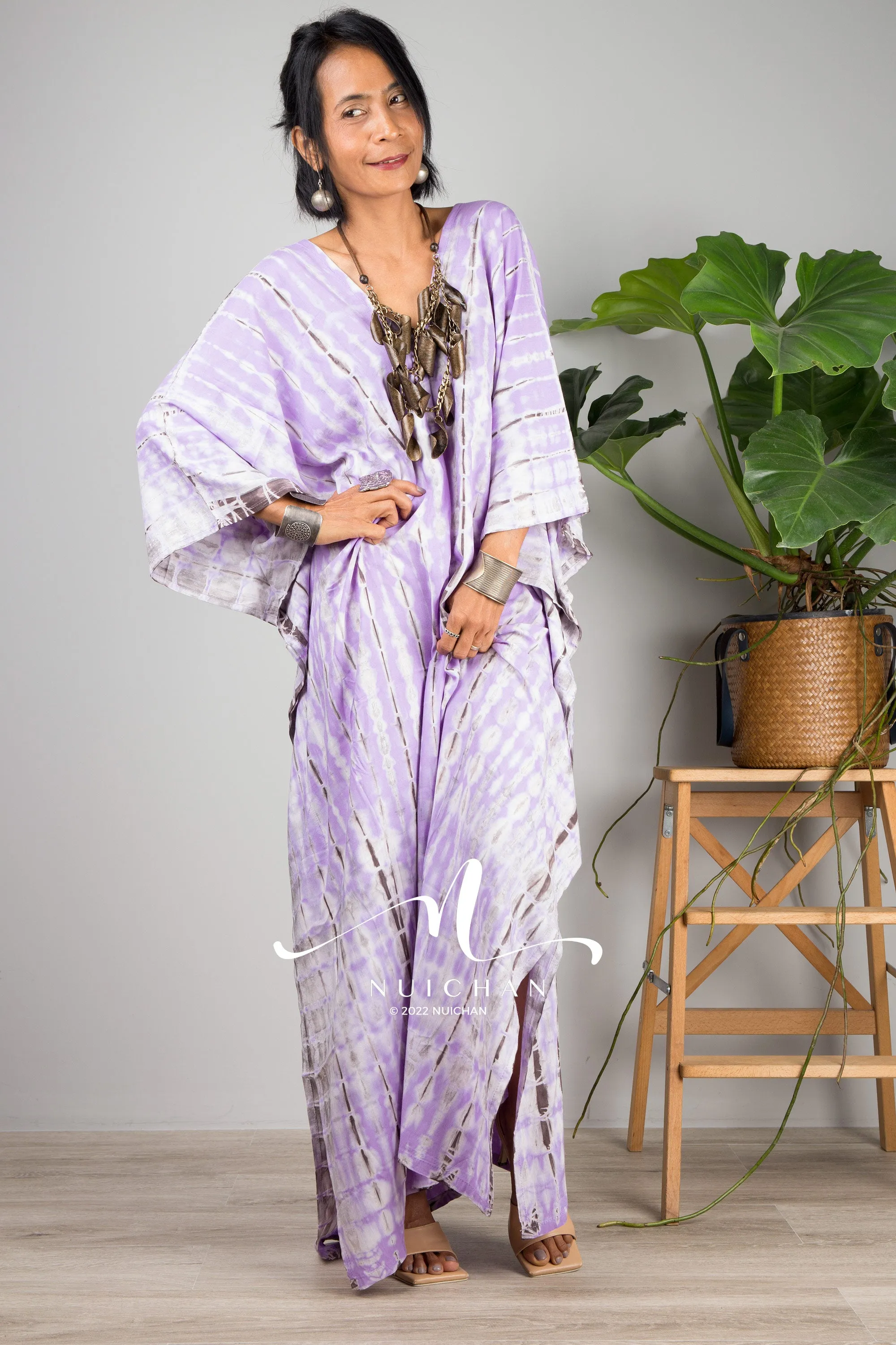 Purple tie dye kaftan