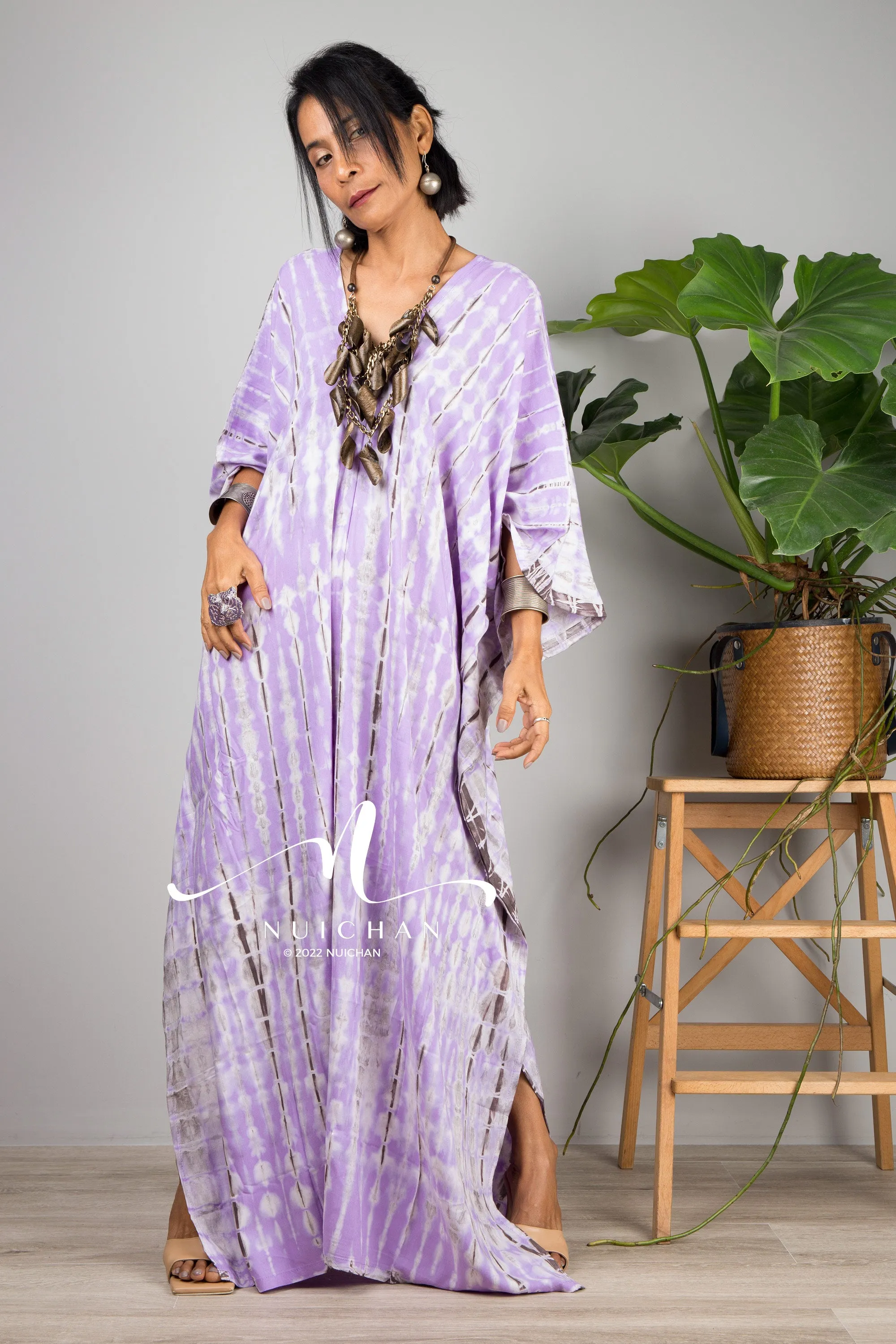 Purple tie dye kaftan