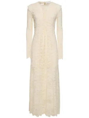 Rabanne   Stretch lace jersey long dress 