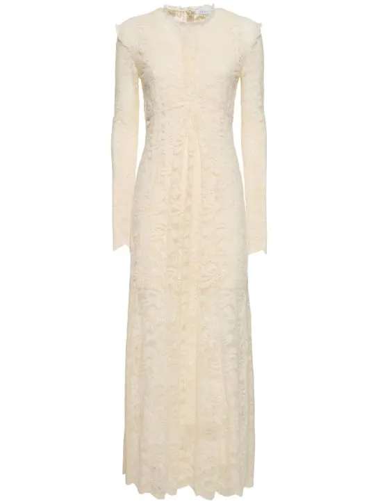 Rabanne   Stretch lace jersey long dress 