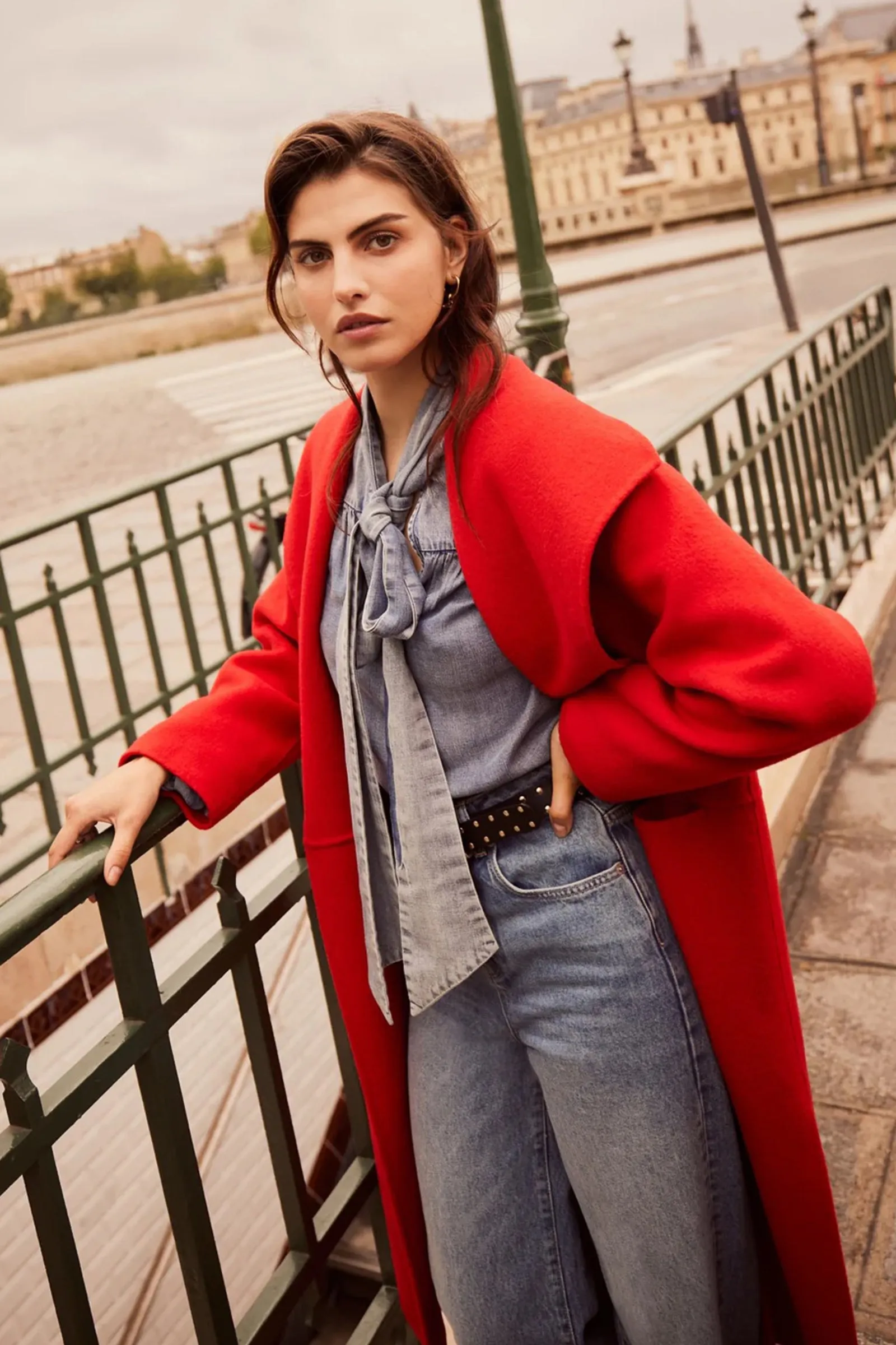 Red Wool Blend Coat