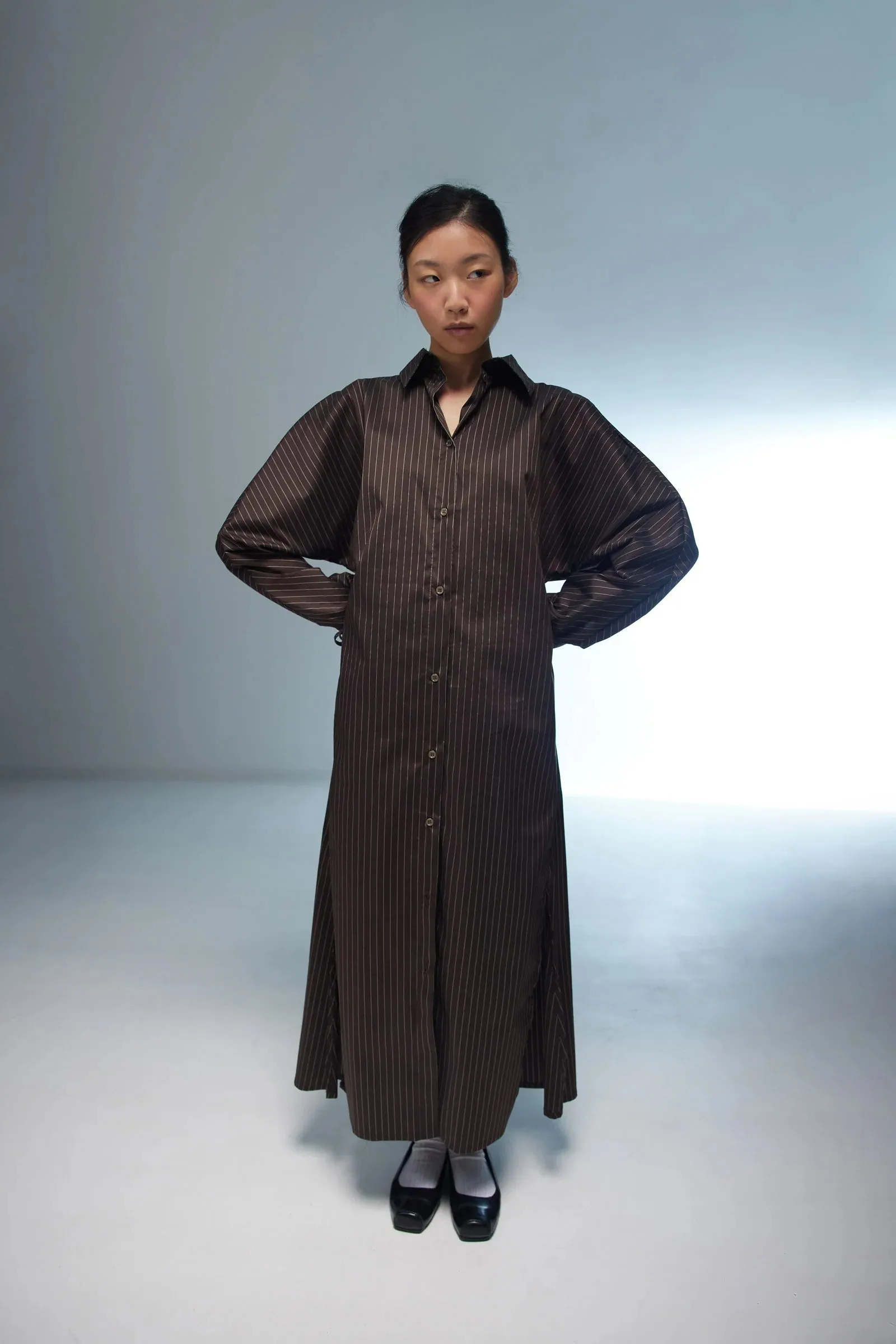 Ricochet Thursday Shirt Dress - Brown Stripe