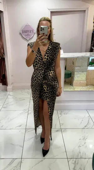 Rio Leopard Print Dress With Scattered Crystals