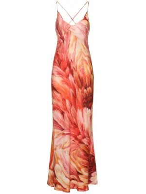 Roberto Cavalli   Printed silk twill long dress 