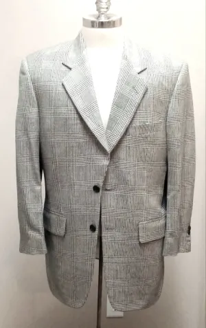 Samuelsohn-Black/White Silk/Wool Glen Plaid Sport Coat- size 40R