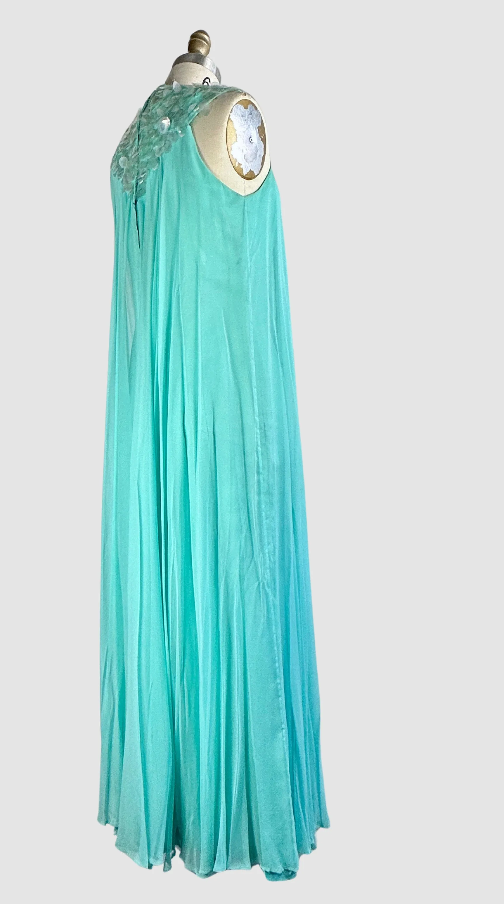 SHEER SPLENDOR 60s Chiffon Dress with Jumbo Sequin • Small