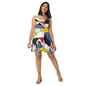 Skater Dress -> Mondrian dress, Gift for women, Art dress, Mondrian women dress