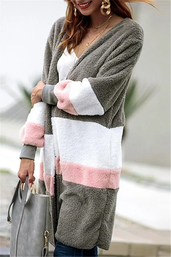 Soft Heart Long Fleece Cardigan