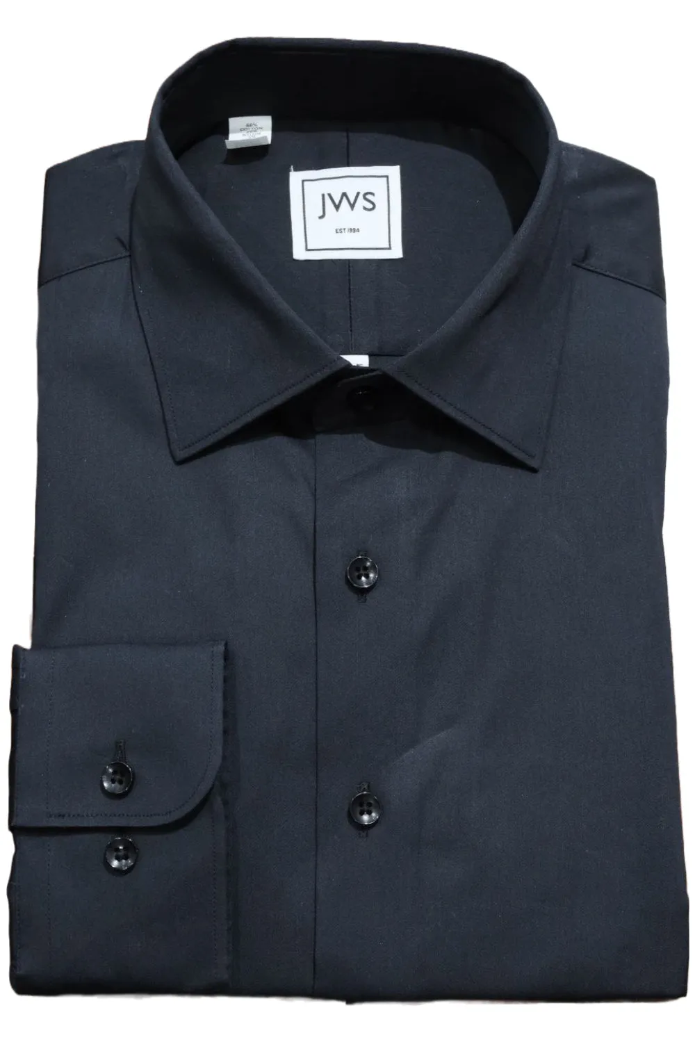 Solid Black Evening Shirt Cotton Lycra