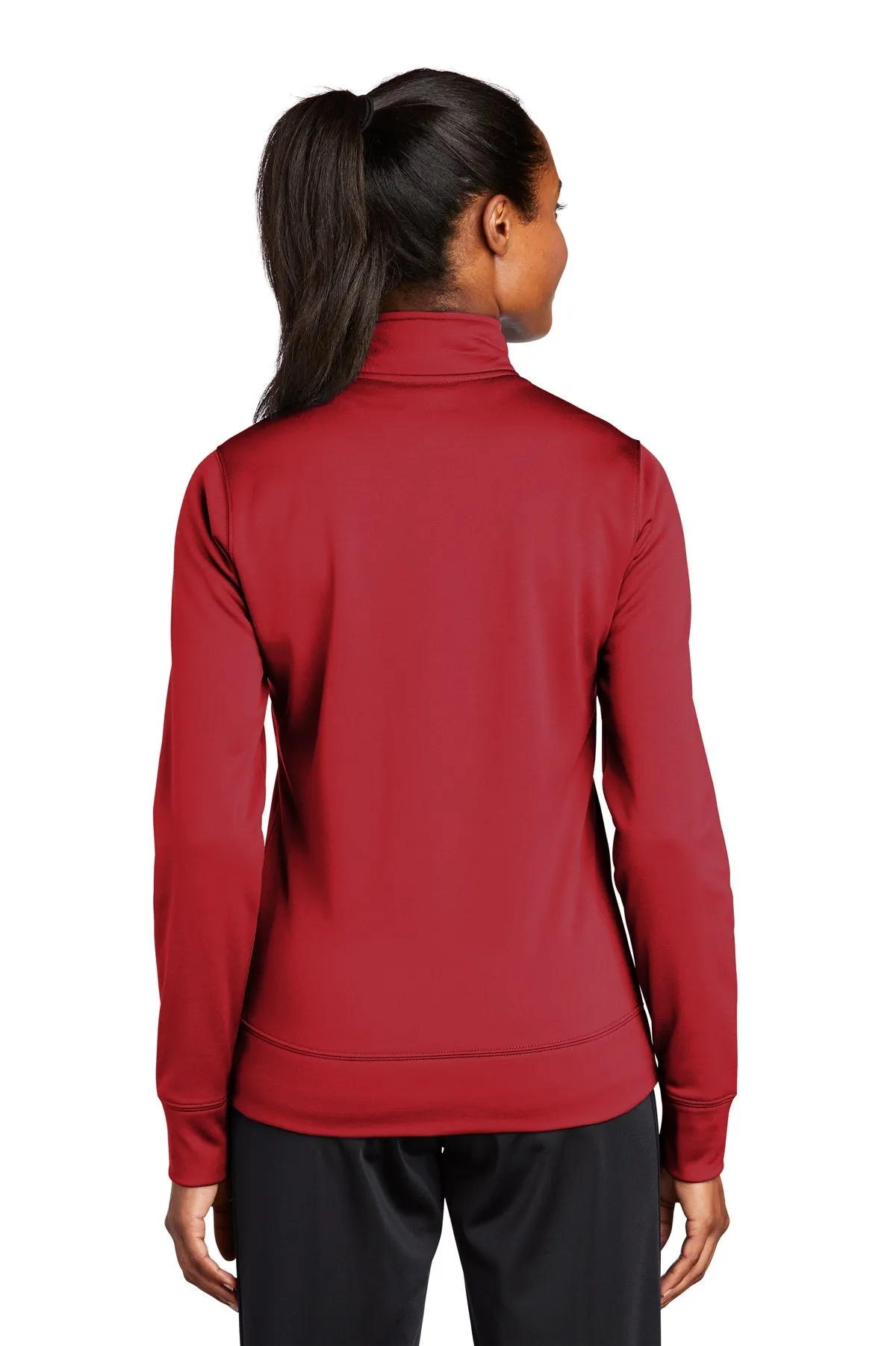 Sport-Tek Ladies Sport-Wick Fleece Branded Full-Zip Jackets, Deep Red