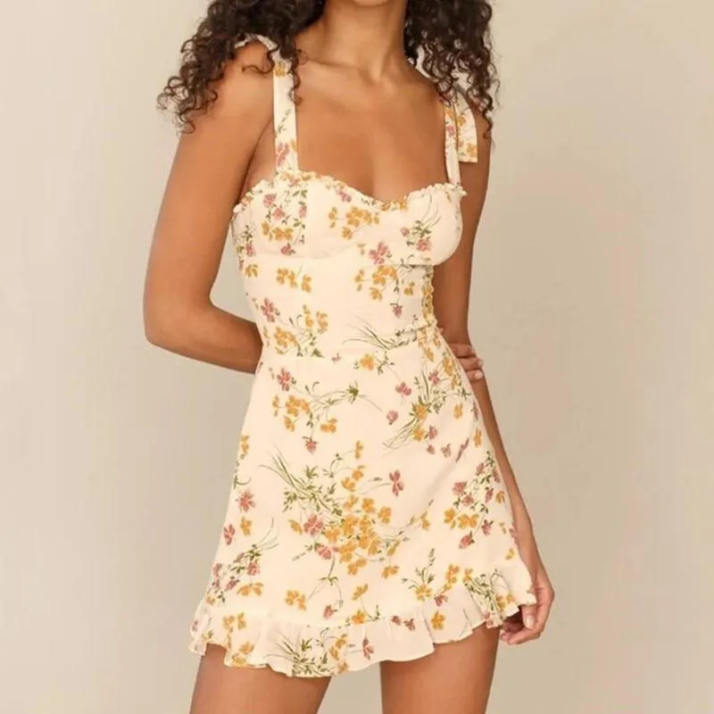 Summer Ivory Color Floral Print Women Dress