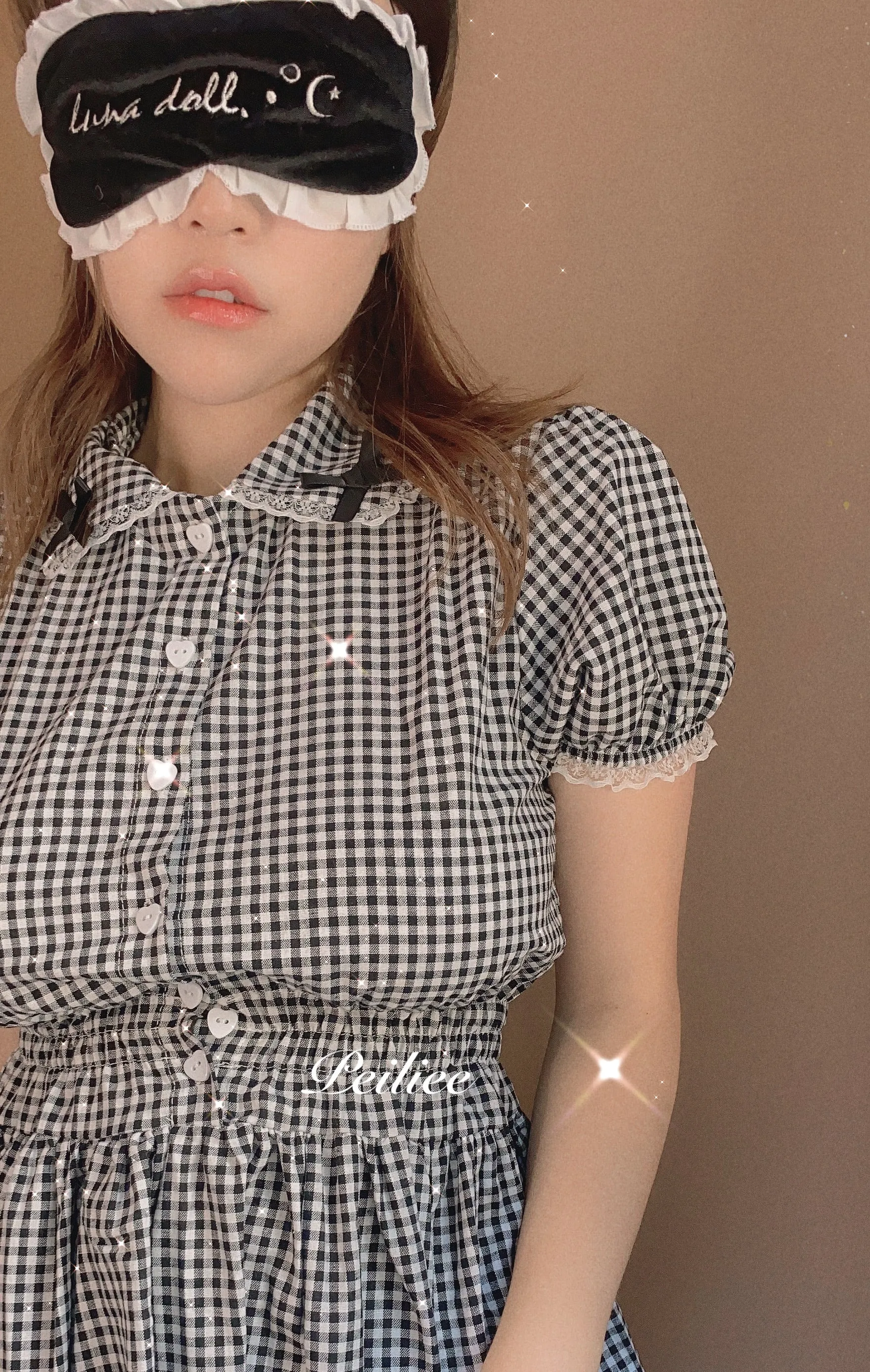 Sweden Warehouse [By Peiliee] Afternoon Tea At Tiffany Gingham Babydoll Mini Dress Lolita 1997 style