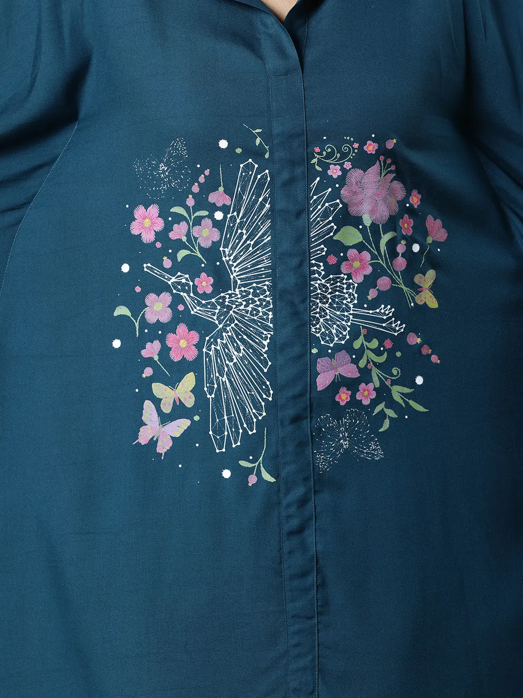 Teal Rayon Shirt-Kaftan - Phoenix