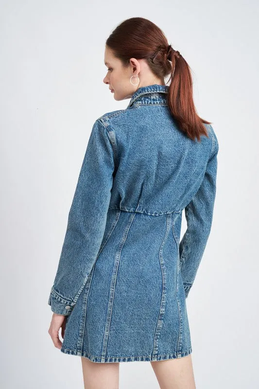 TEEK - DENIM SHIRT DRESS WTIH CINCHED WAIST