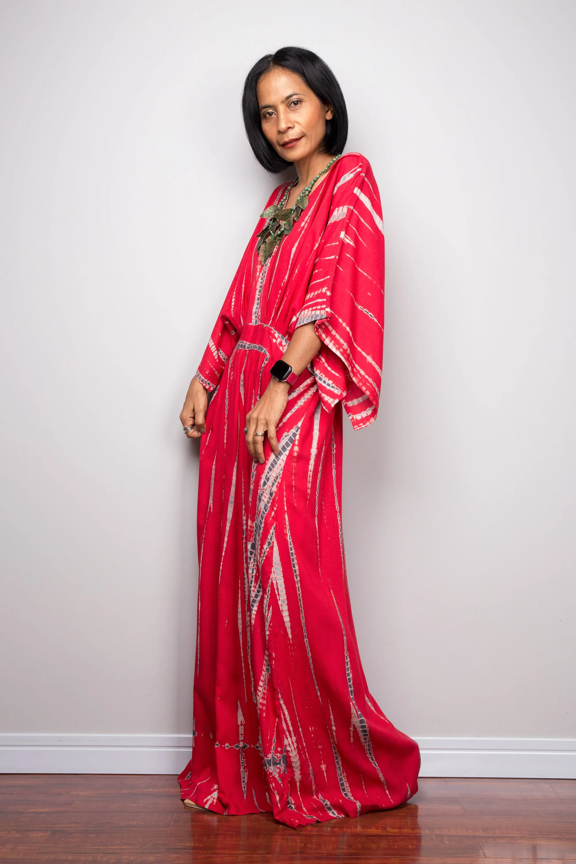 Tie dye kimono kaftan dress