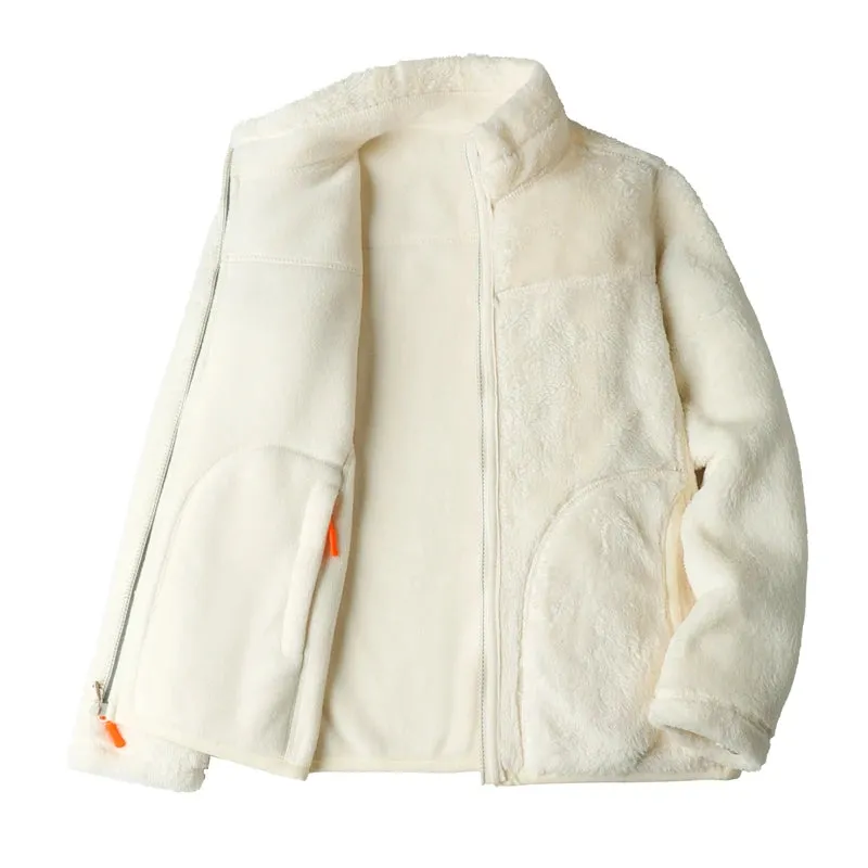 Trendy Dual-Sided Plush Fleece Zip-Up Jacket for Winter