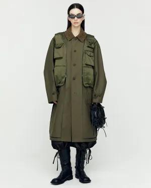 UNISEX VEST LAYERED INSIDE-OUT COAT awa642u(KHAKI)