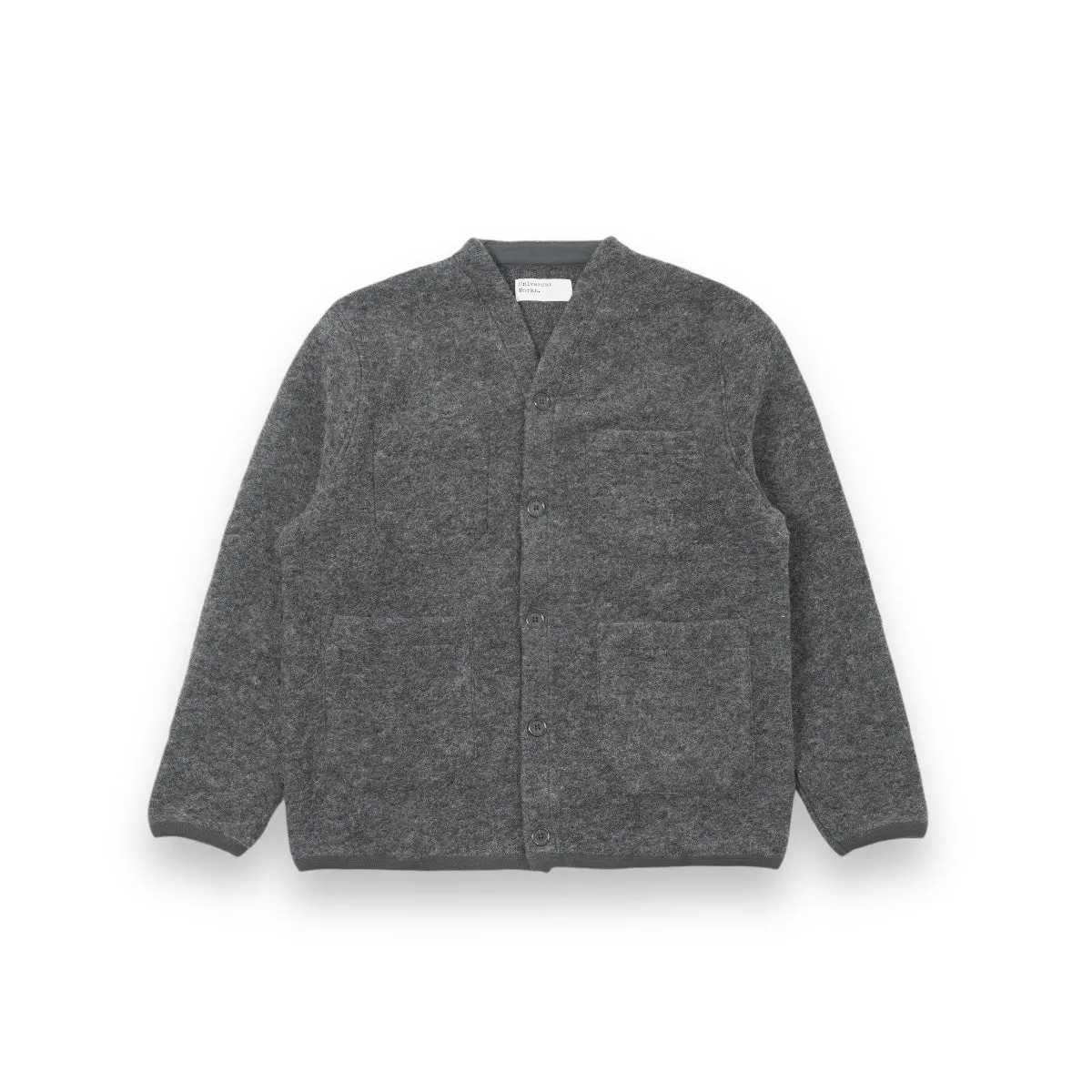 Universal Works Cardigan 31405 grey marl wool fleece