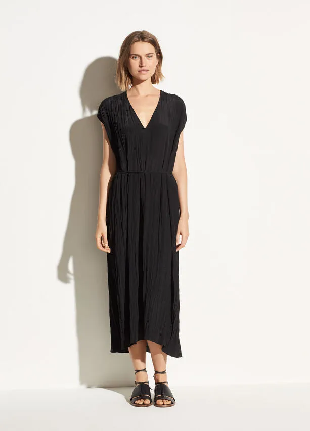 Vince Crinkle Pleated V-neck Dress