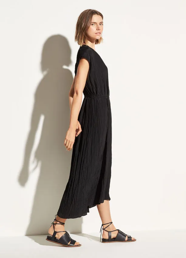 Vince Crinkle Pleated V-neck Dress