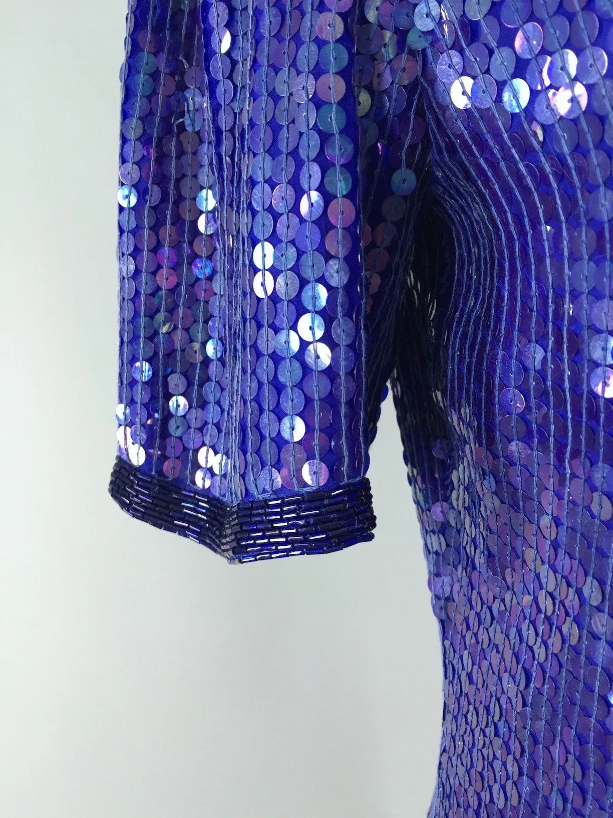 Vintage 1980s Blue Sequined Party Dress