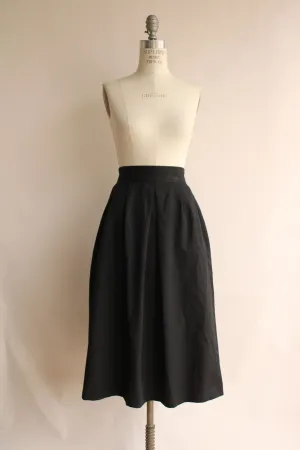 Vintage 1990s Black Pleated A Line Skirt with Pockets