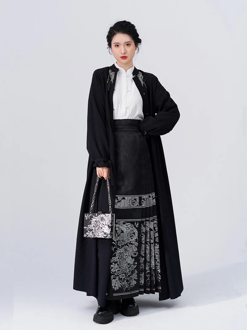 Vintage Chinese Traditional Auspicious Goat Pattern Yarn-dyed Jacquard Cloth Mamianqun Morden Hanfu Skirt